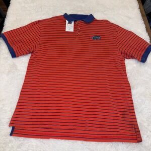 Boca Classics Polo Shirt Mens XL Orange Blue Excellent Florida Gators Striped